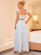 Boning Off Shoulder Crisscross Tie UP Corset Top & Print Skirt Sets
